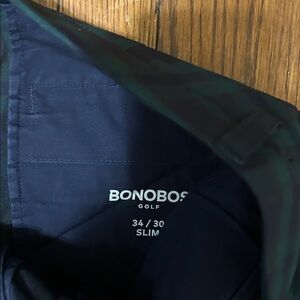 Bonobos Slim Golf Pants — Navy with Green Plaid